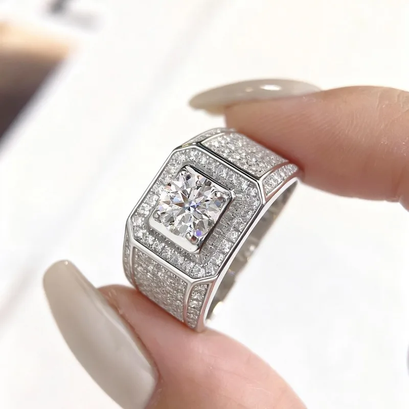 

DWJ 1-2CT Роскошные кольца из настоящего муассанита с бриллиантами и драгоценными камнями для женщин и мужчин, сертифицированные стерлингового серебра 925, свадебные изысканные ювелирные изделия