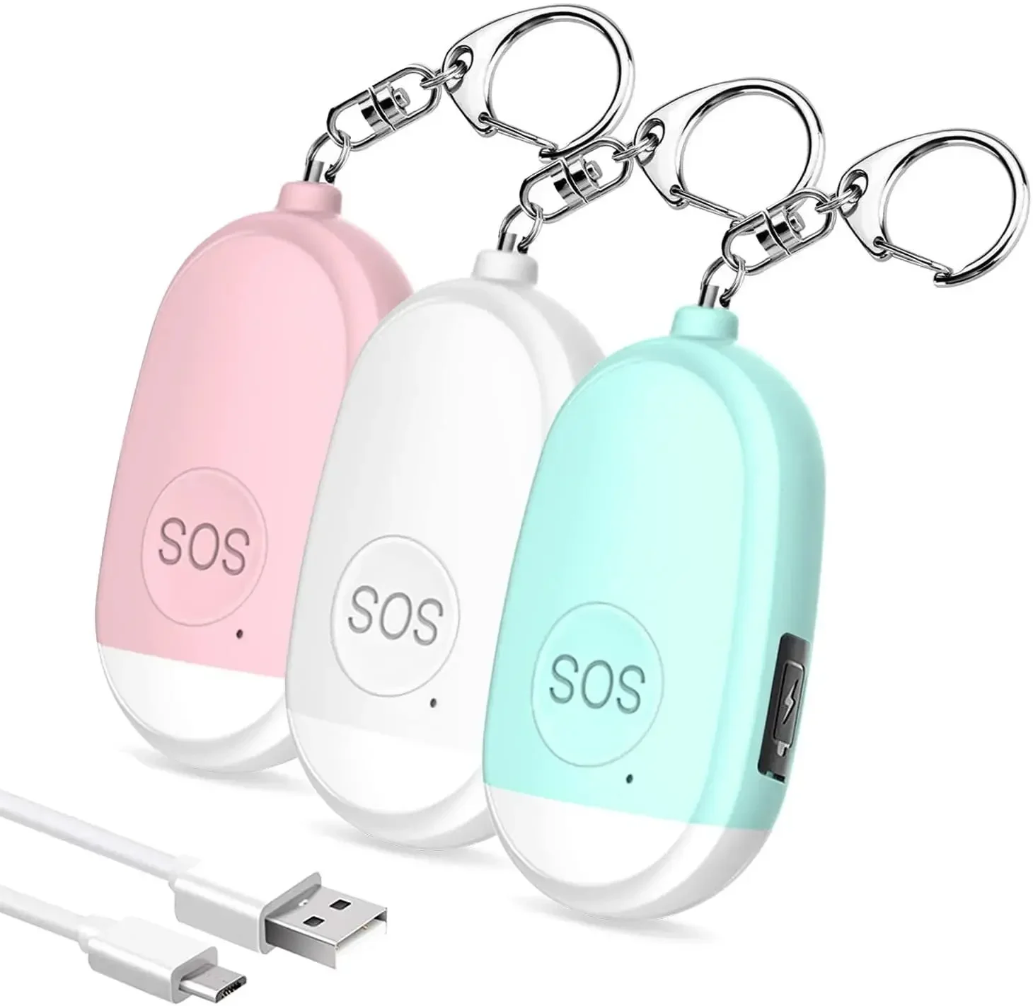 Self Defense Alarm Keychain 130dB for Kid Girl Elderly Personal Safety Scream Loud Emergency Security Protect Alert Rechargeable