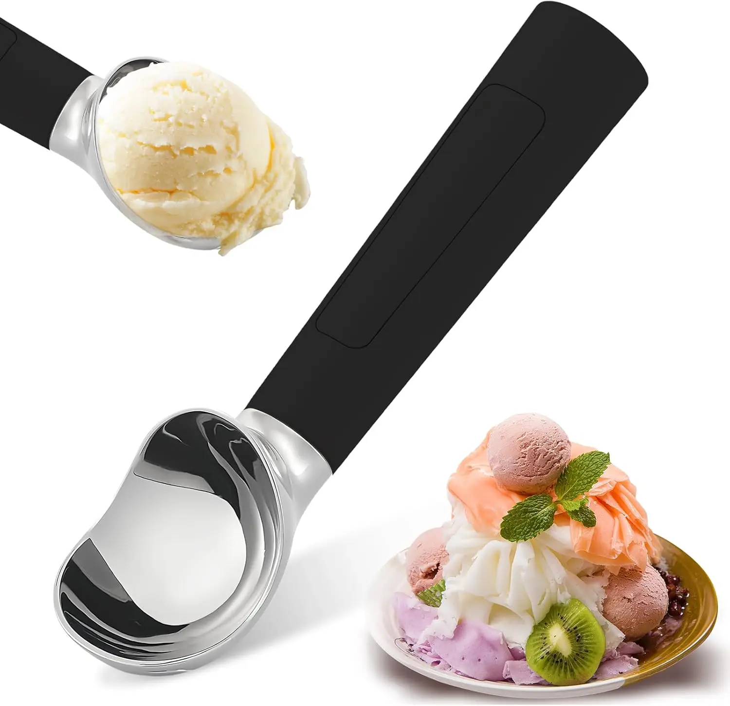 

Electric Heated Ice Cream Scoop - Rechargeable Icecream Scoop with LED Display, IP67 Waterproof, lce Cream Scoop for (Black)