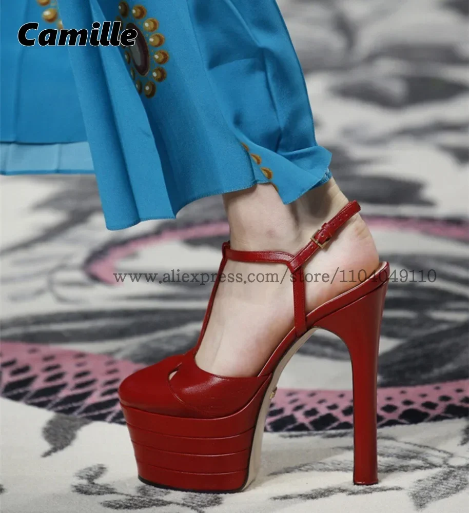 

Metal Rivet Belt Buckle Strap Waterproof Sexy Pumps Mixed Color Catwalk Style Shallow Pumps Large Size Pointed Toe Casual Pumps