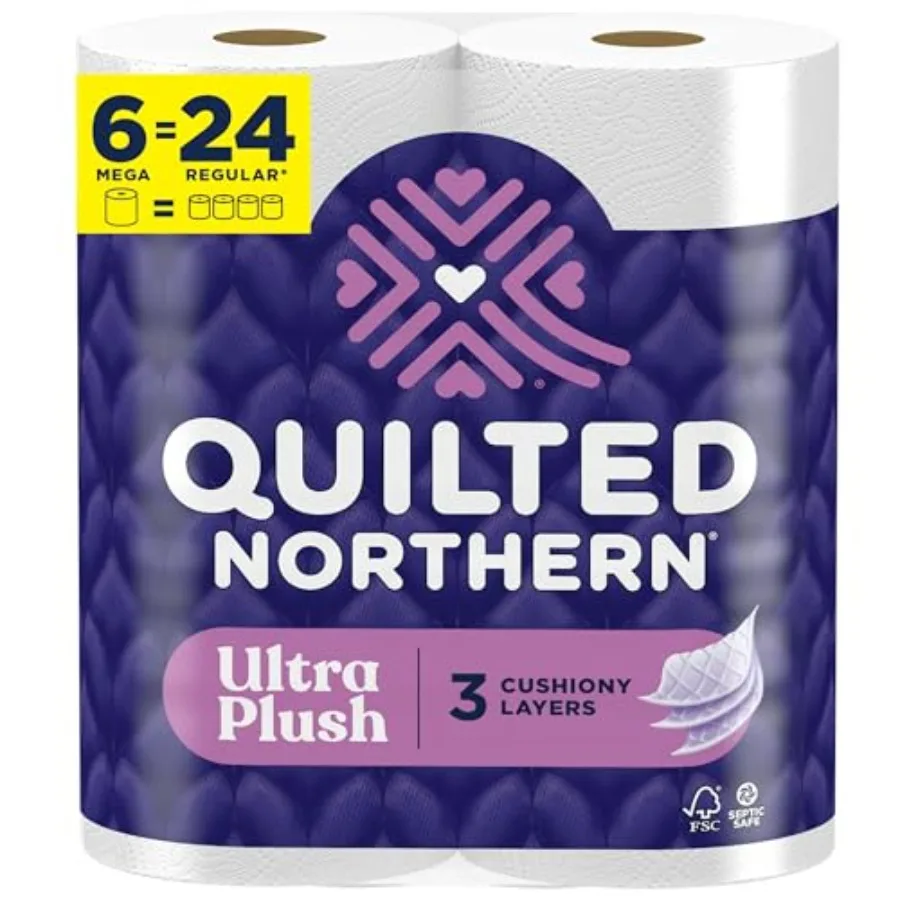 

Ultra Plush Toilet Paper, = Regular, 3X Thicker*, 3 Ply Soft Toilet Tissue