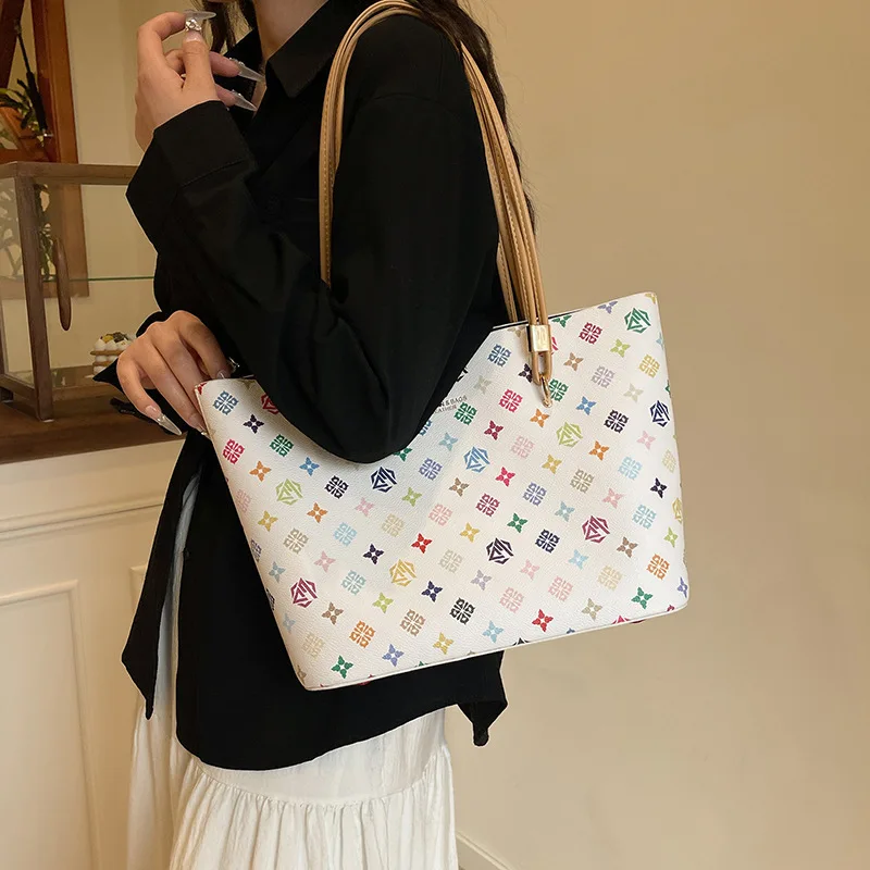 

​ ​ Большая большая сумка с цветочным принтом, совместимая с ноутбуком, рабочий кошелек, водостойкий холщовый портфель, офисный шик ​ ​