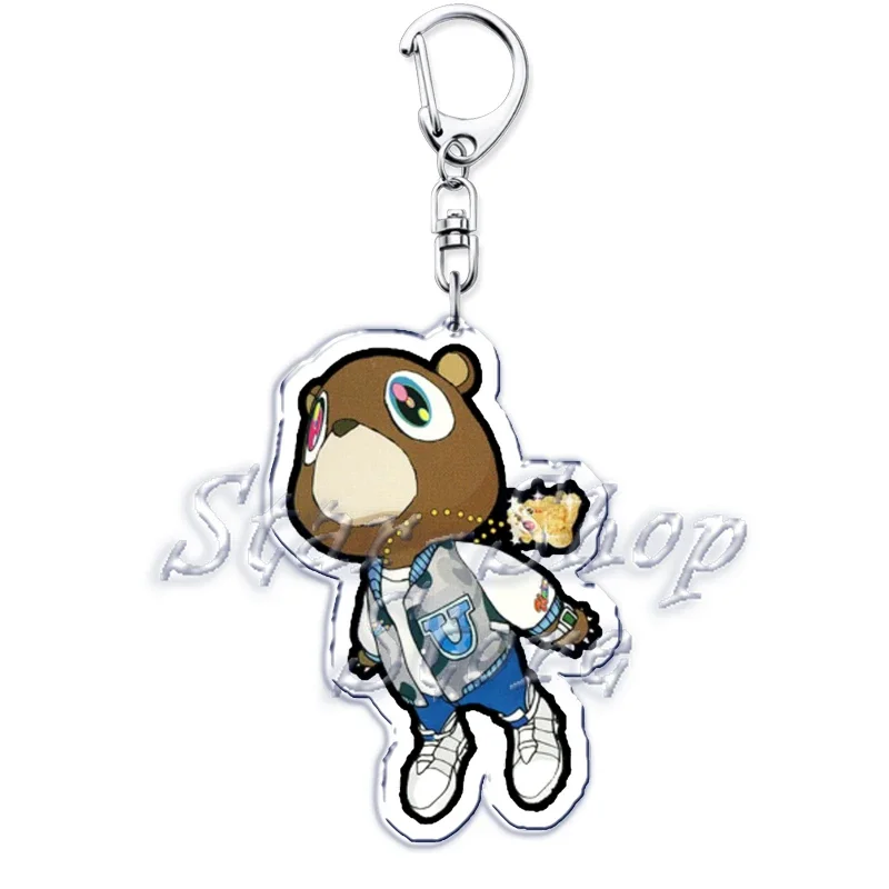 Popular Rapper YE Keychains for Accessories Bag Graduation Kanye Dropout Bear Key Chain Keyring Jewelry Fans Friends West Gifts