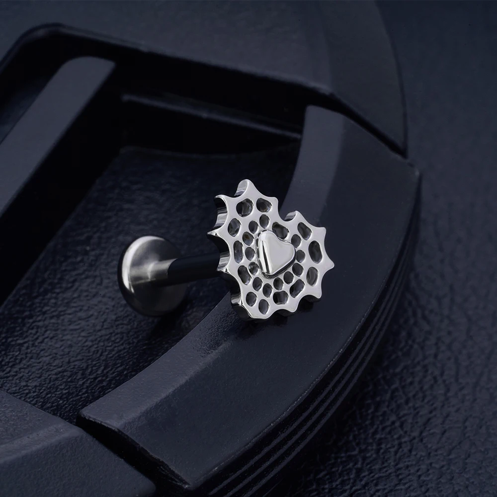 ASTM F136 التيتانيوم الأذن بيرك العسل سطح الأذن الشفاه ترصيع الخيوط Labret الزنمة أقراط اللسان مسمار للجنسين ثقب المجوهرات