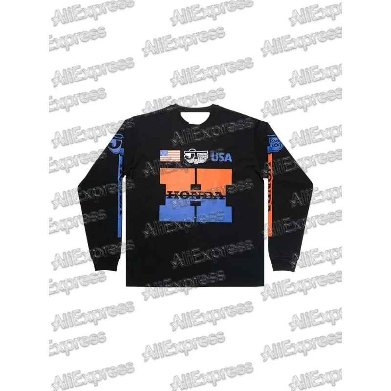 هوندا سباق فريق ريترو الهيب هوب 2025 عادية كم طويل التي شيرت الرجال المألوف ملابس رياضية مريحة دراجة نارية المتحمسين