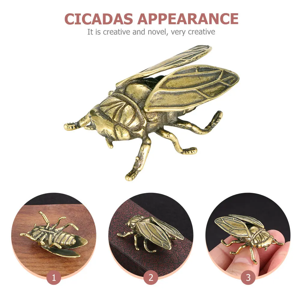 

Decorative Brass Cicadas Ornament Vintage Style Desktop Adornment Artistic Tabletop Cicadas Decoration Exquisite Home Furnishing