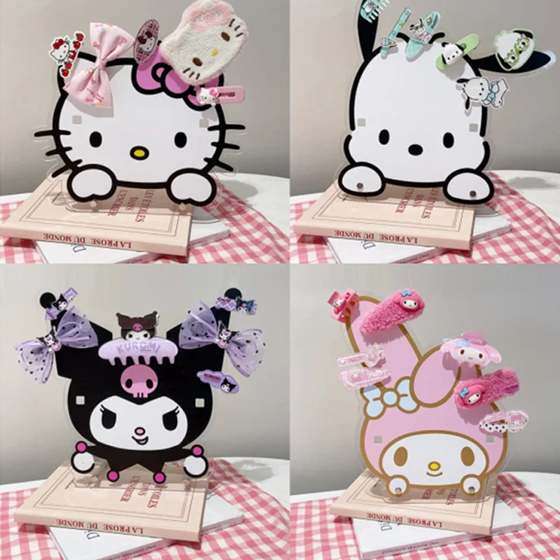 

Аниме Sanrio Hello Kitty акриловая заколка для хранения, держатель для очков, домашний Kuromi Melody, дисплей для девочек, настольный декор, украшения