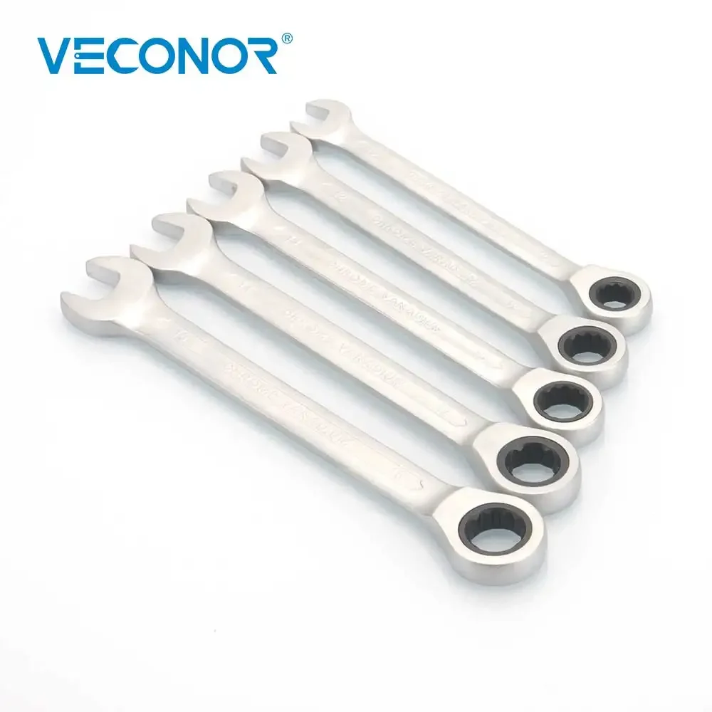 

5-Piece Ratchet Wrench Set 10 12 13 14 15 mm Dull Polish 72-Tooth Ratcheting Fixed Head