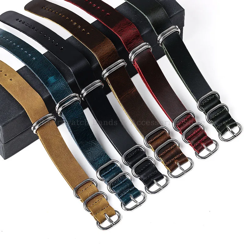 18mm 20mm 22mm 24mm Vintage Cowhide Watch Strap for Rolex for Seiko for Tudor Soft Leather Watch Band Metal Elliptical Buckle