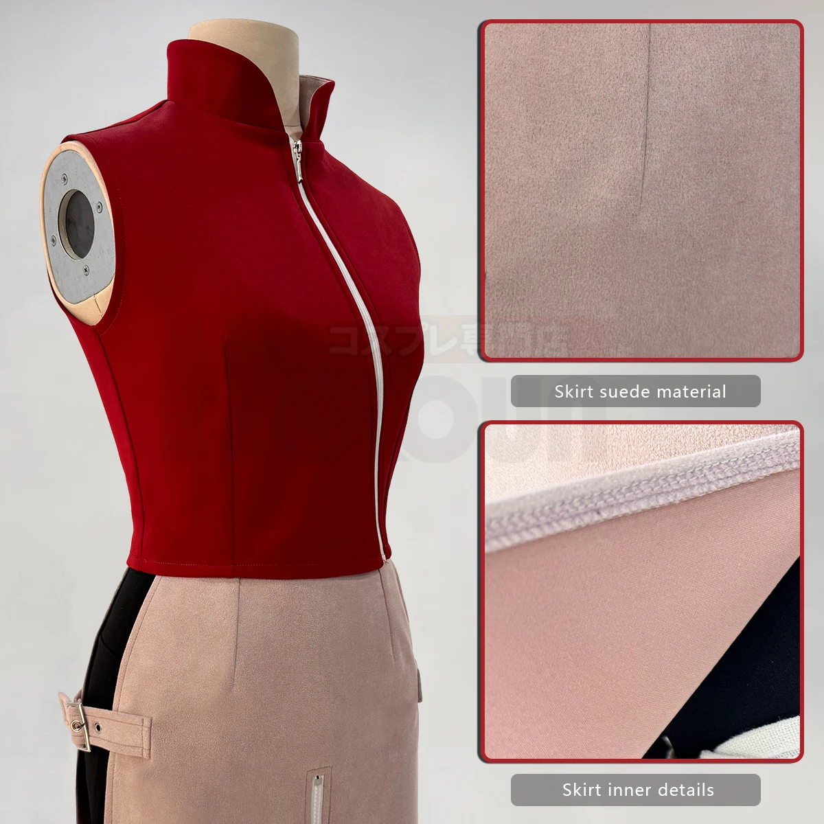 HOLOUN Anime Haruno Sakura Cosplay Costume Top Skirt Shorts Pouch Halloween Thanksgiving Day Christmas Gift image 3