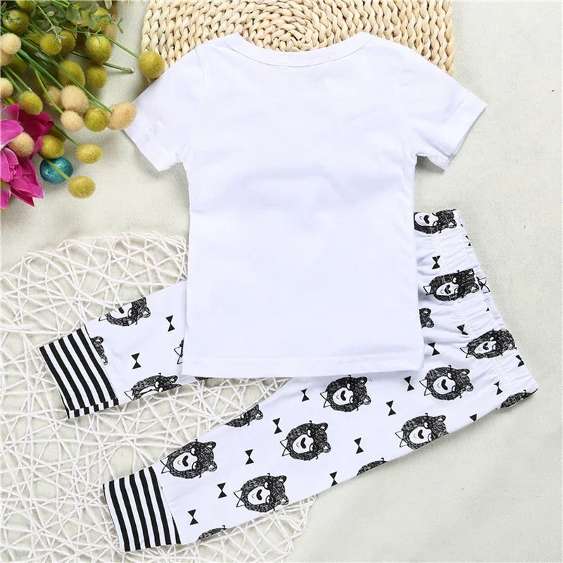 Dropshipping New Spring Autum Children\'S Clothing Baby Boy Clothing Set Little Cotton Monster Short Sleeve 2 Pcs Animal Bear