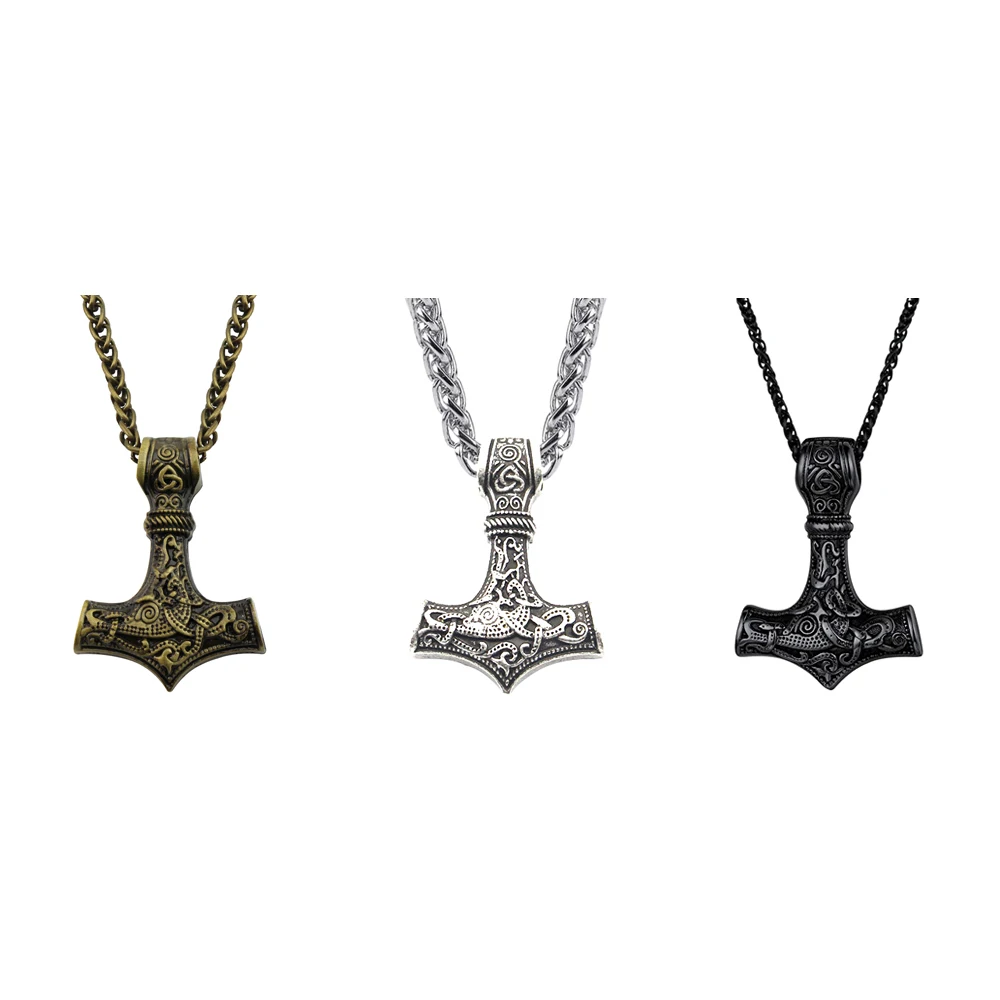 Punkowy naszyjnik młotek męski Mjolnir Amulet wikinga młotek skandynawski wisiorek Norse biżuteria metalowa łańcuszek naszyjnik