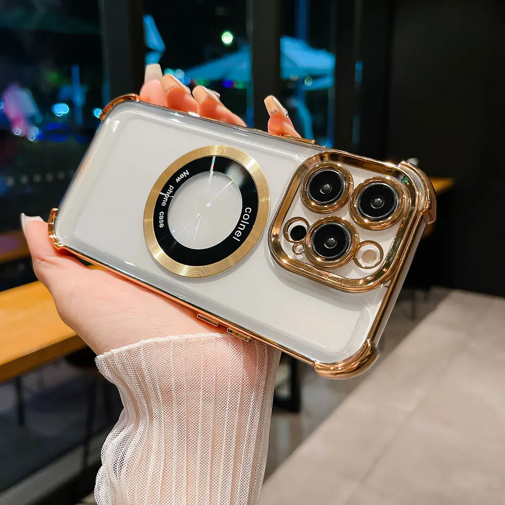 696 New Shockproof Clear Magnetic Case For iPhone 16 Pro Max 15 14 Plus 12 13 Wireless Charging Transparent TPU Cover Phone Case