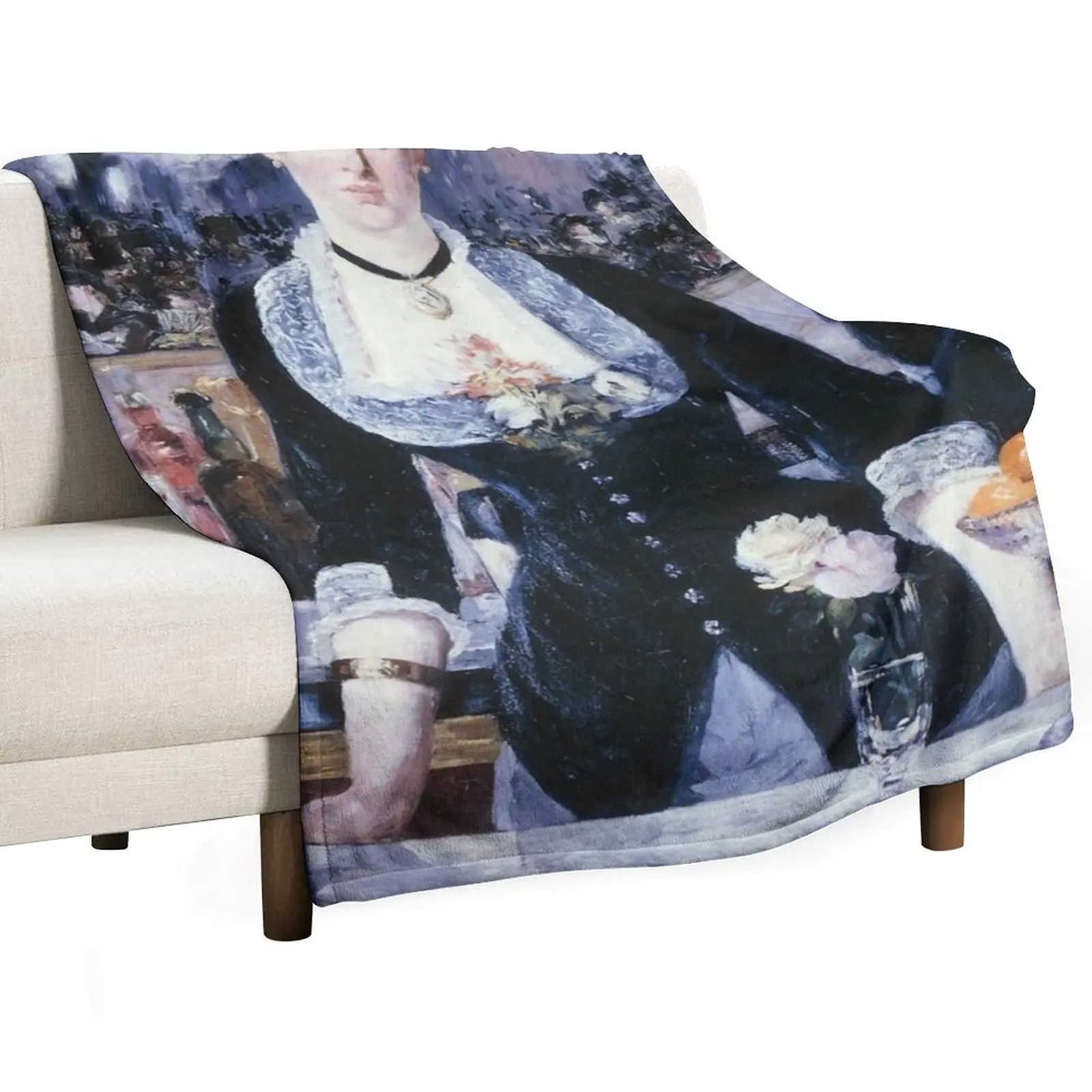

A BAR AT THE FOLIES-BERGERE - EDOUARD MANET Throw Blanket Retros Designers Flannel Fabric wednesday Blankets
