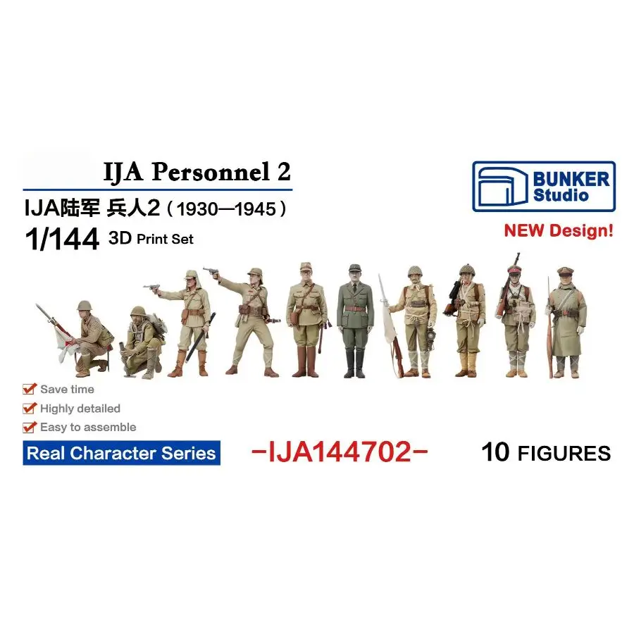 BUNKER IJA144702 1/144 IJA Personnel 2 Infantry  3D Print Parts（10 FIGURES)