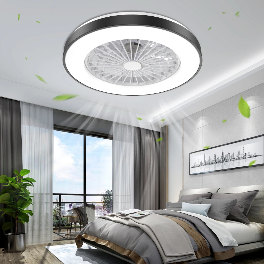 

Low Noise Bedroom Small 220 Volts Remote Control App Control Smart Modern Chandelier Led Ceiling Fan With Light