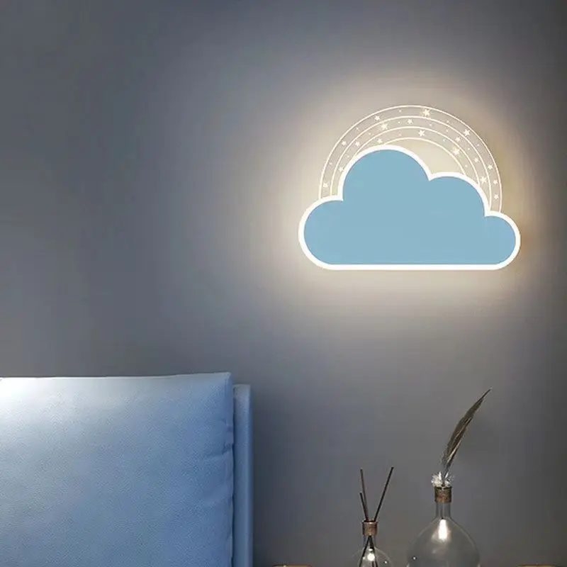 Cartoon Muur Lamp Voor Kinderkamer Gangpad Creatieve Rocket Butterfly Cloud Star Sconces Slaapkamer Nachtkastje Nachtlampje Jongens Meisjes