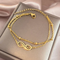 Stainless Steel Bracelets Korean Fashion Infinity Symbol Multi-layer Bead Chain Charms Bracelet For Women Jewelry Girl Kpop Gift