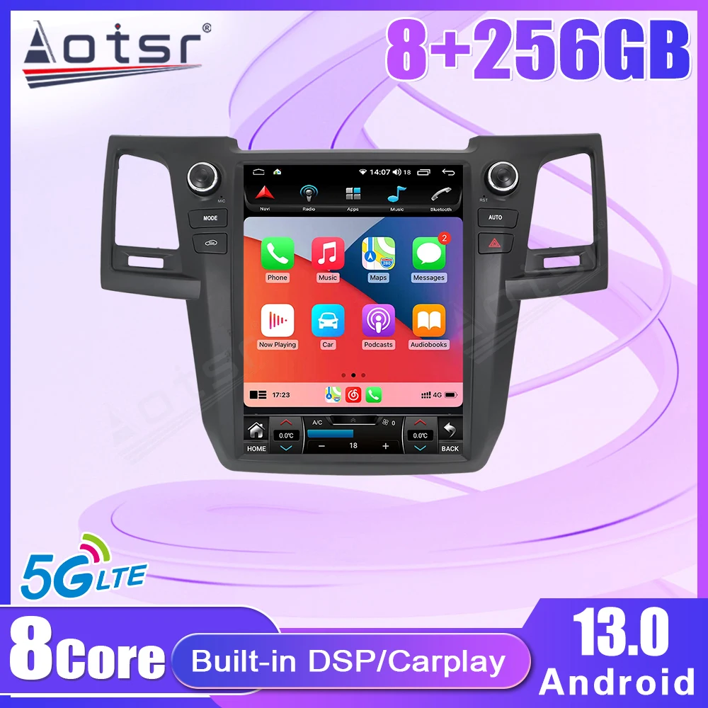 

12.1'' Android 13 для Toyota Fortuner 2007-2015: автомобильная мультимедийная система, радиоприемник, проигрыватель, стерео, GPS-навигация, головное устройство для авто.