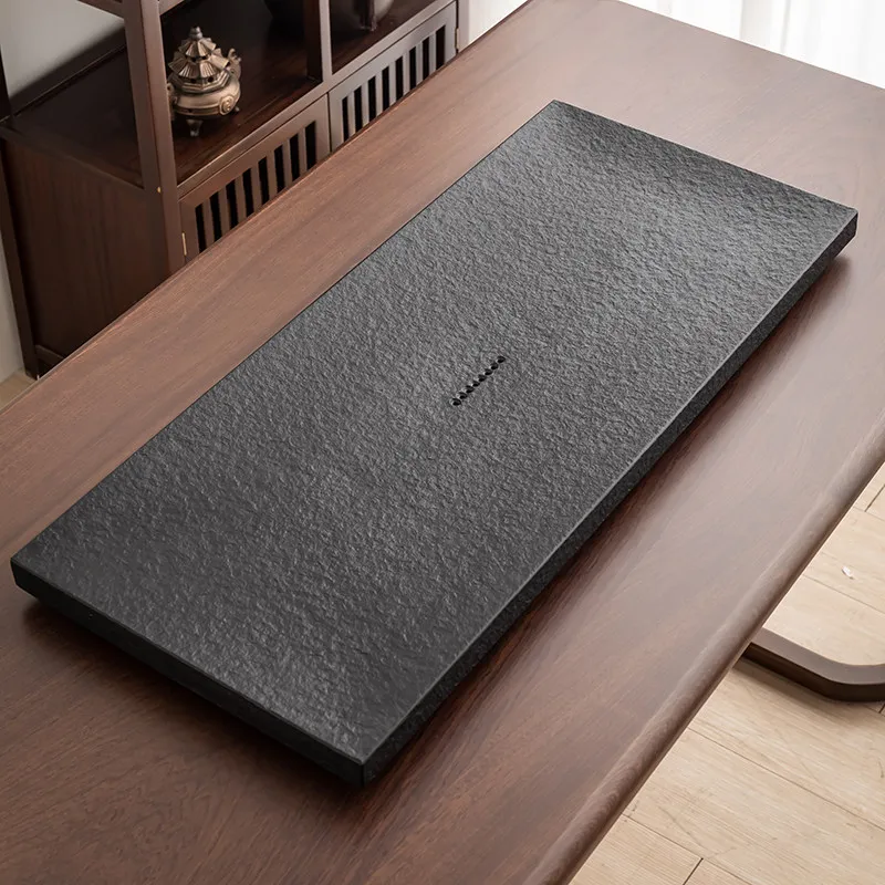 office Gongfu Tea Tray Accessories Chinese Marble Ceramic Tea Tray Rectangular Natural Stone bandejas de madera Tea Supplies