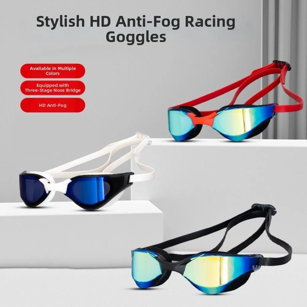 HD Vision Adult Swimming Goggles Adjustable Electroplated Waterproof Eyewear Wide View Professional Swim Glasses Racing Swim