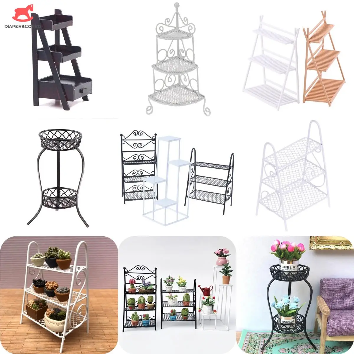 

1:12/1:20 Dollhouse Miniature Rack Shelf Flower Stand Furniture Decoration DIY Accessories Handmade Toys Gift For Kids