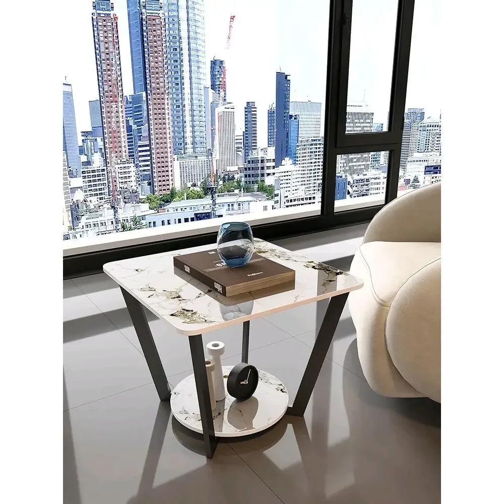 

Light luxury side cabinet living room sofa rock slab small simple and modern bedside square corner balcony table