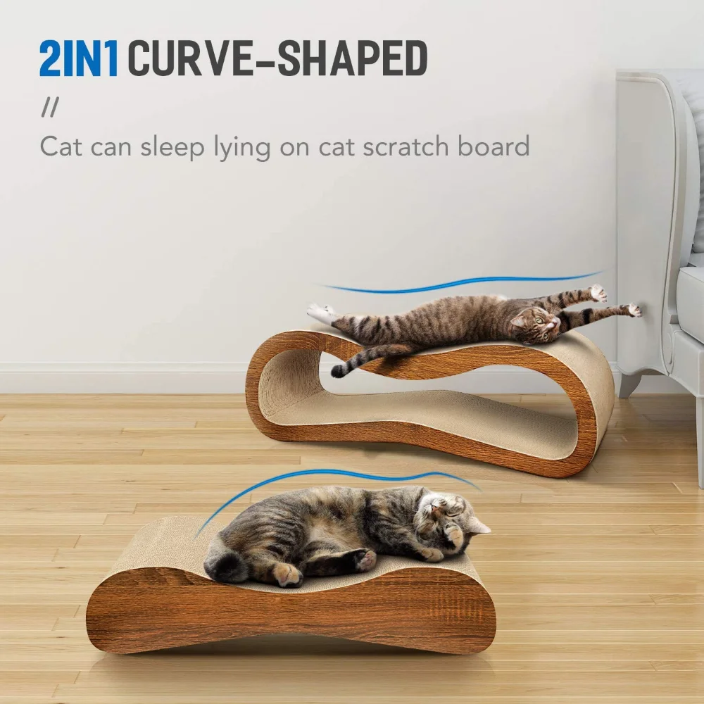 2 In 1 Cat Scratcher Cardboard Lounge Bed Cat Scratching Post Durable Board Pads Cat Scratch Ramp,Cute Cat Scratching Post