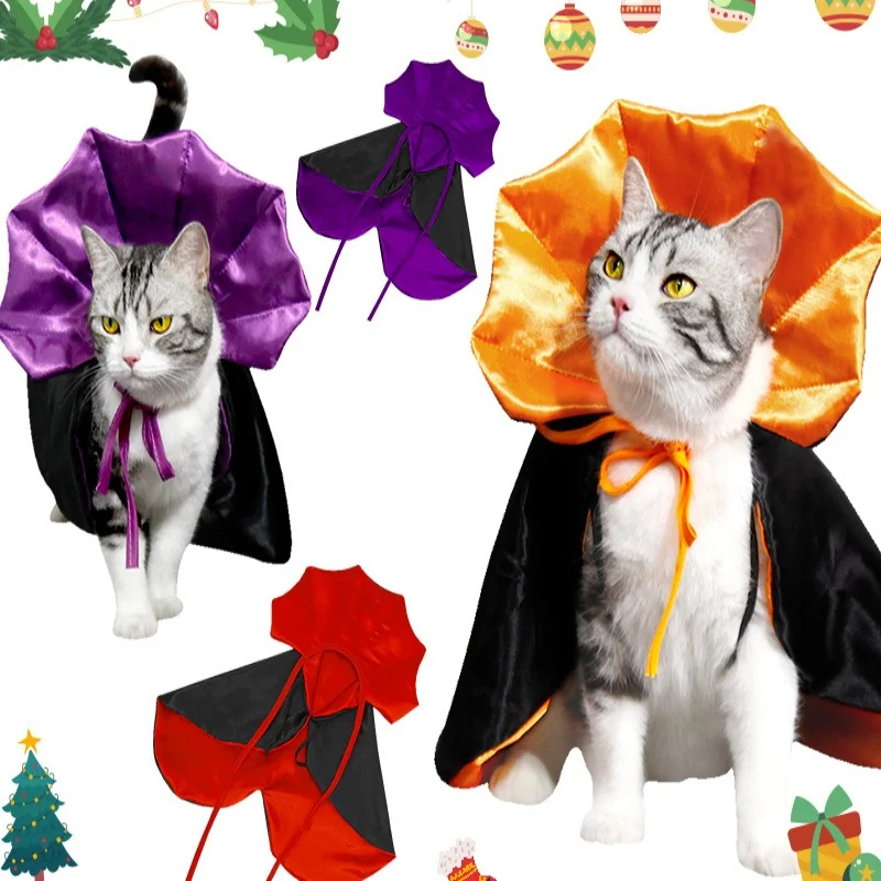 Halloween Pet Costumes Cosplay Vampire Cloak For Small Medium Dog Cat Puppy Dress Red Black Pet Clothes Cat Accessoties Gift