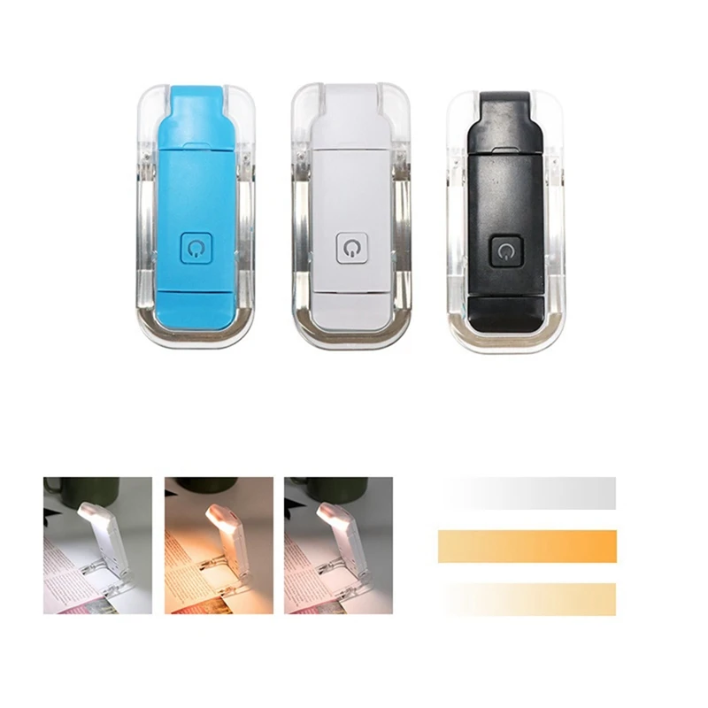 LED Card Book Light USB Rechargeable Reading Light Bedside Clip-On Adjustable Portable Bookmark Light