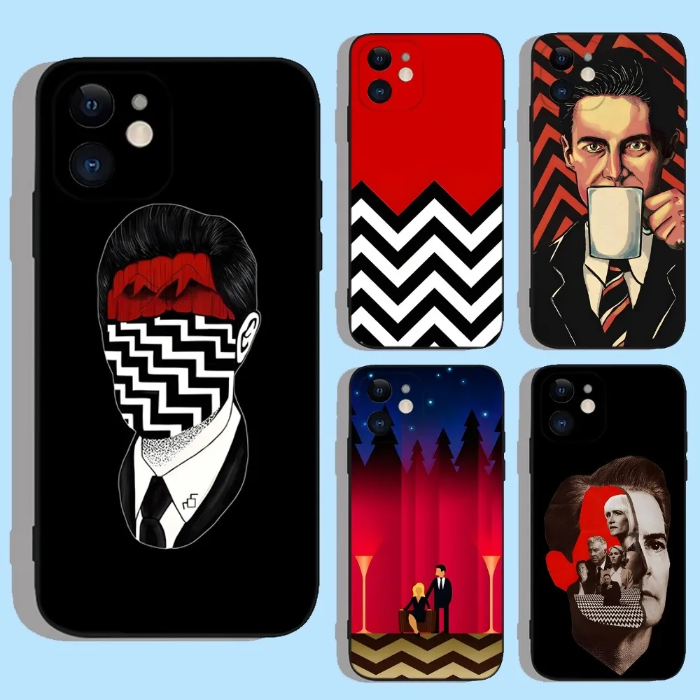 

T-Two Peaks Phone Case For Apple iPhone 15,14,13,12,11,XS,XR,X,8,7,Pro,Max,Plus,mini Silicone Black Cover