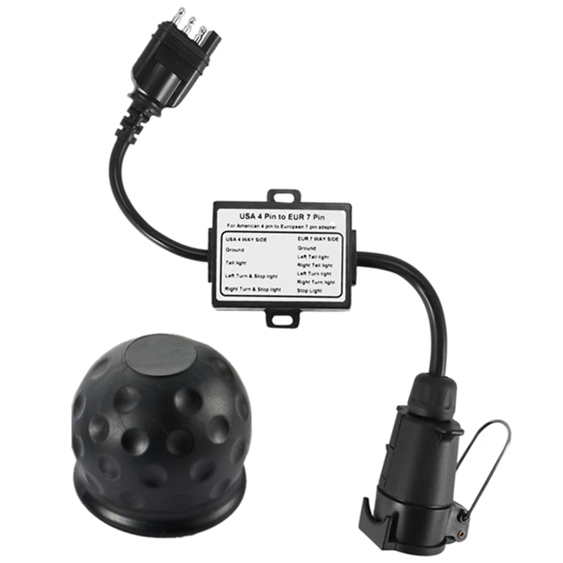 

Адаптер для прицепа с американской на европейскую 4-стороннюю плоскую розетку (американское транспортное средство) до 7-сторонней круглой розетки (Европейский трейлер)