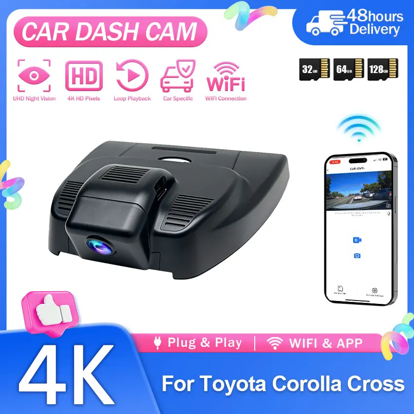 4K Dash Cam For Toyota Corolla Cross 2022 ~ 2025 2026 Car Dvr Plug And Play Wifi Video Recorder Dash Cam Car Dvr Camera
