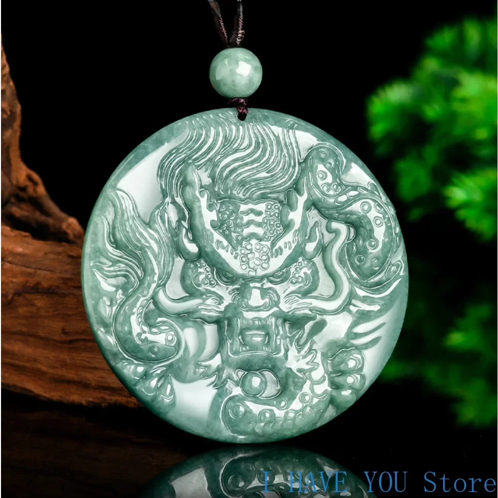 

Natural AJade Pendant with Double Sided Carved Dragon Brand Jade Pendant Pendant for Men and Women's Jade Necklace Free Shipping