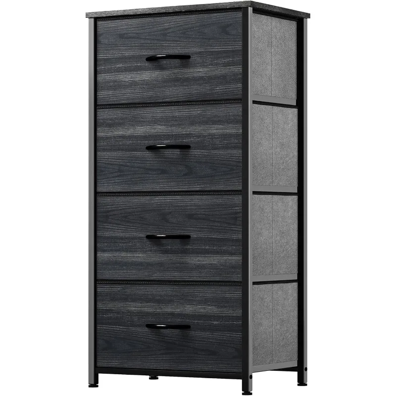 

Dresser with 4 Drawers - Fabric Storage Tower, Organizer Unit for Bedroom, Hallway, Closets - Sturdy Steel Frame