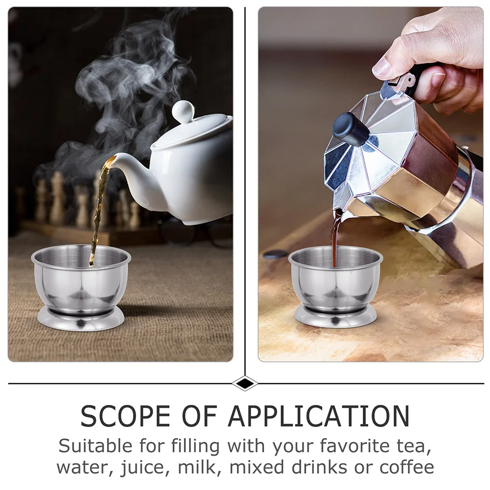 

2Pcs Stainless Small Tea Cups Portable Unbreakable Metal Drinking Cup Stainless Steel Household Tea Ware Small Coffee Cup