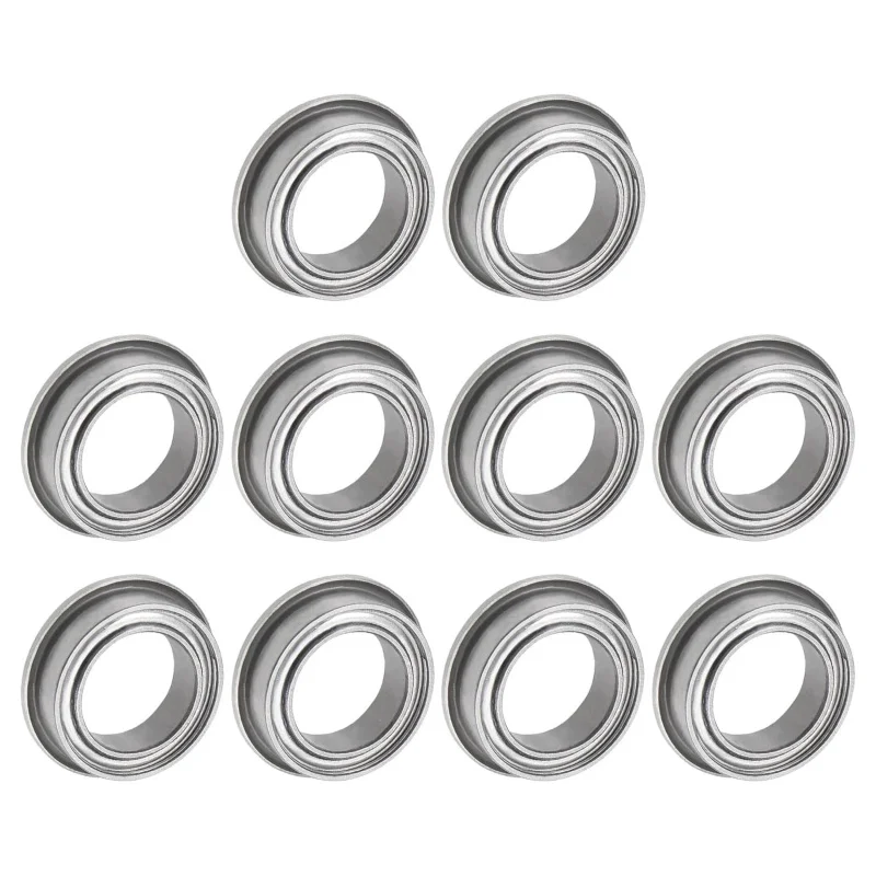 10Pcs MF128ZZ Flanged Ball Bearings 8x12x3.5mm Double Shielded Miniature Flange Bearings