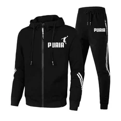 Tuta da Jogging da uomo, maglione, felpa con cappuccio, giacca, pantaloni sportivi, abbigliamento da uomo, Set da 2 pezzi, autunno/inverno, 2024