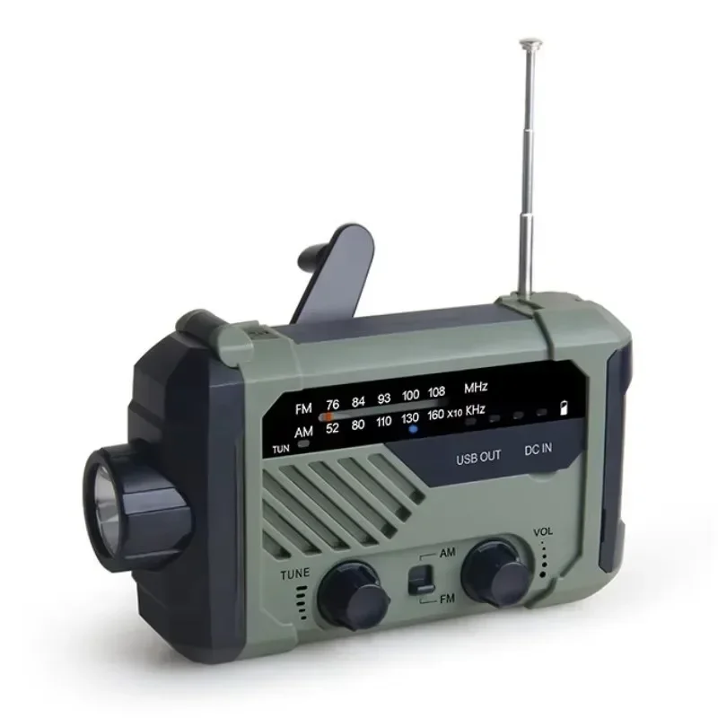 AM/FM/WB Three-Band Solar Radio, Outdoor Hand-Cranked Mobile Phone Charging, Portable Lighting Emergency Lights  Radio