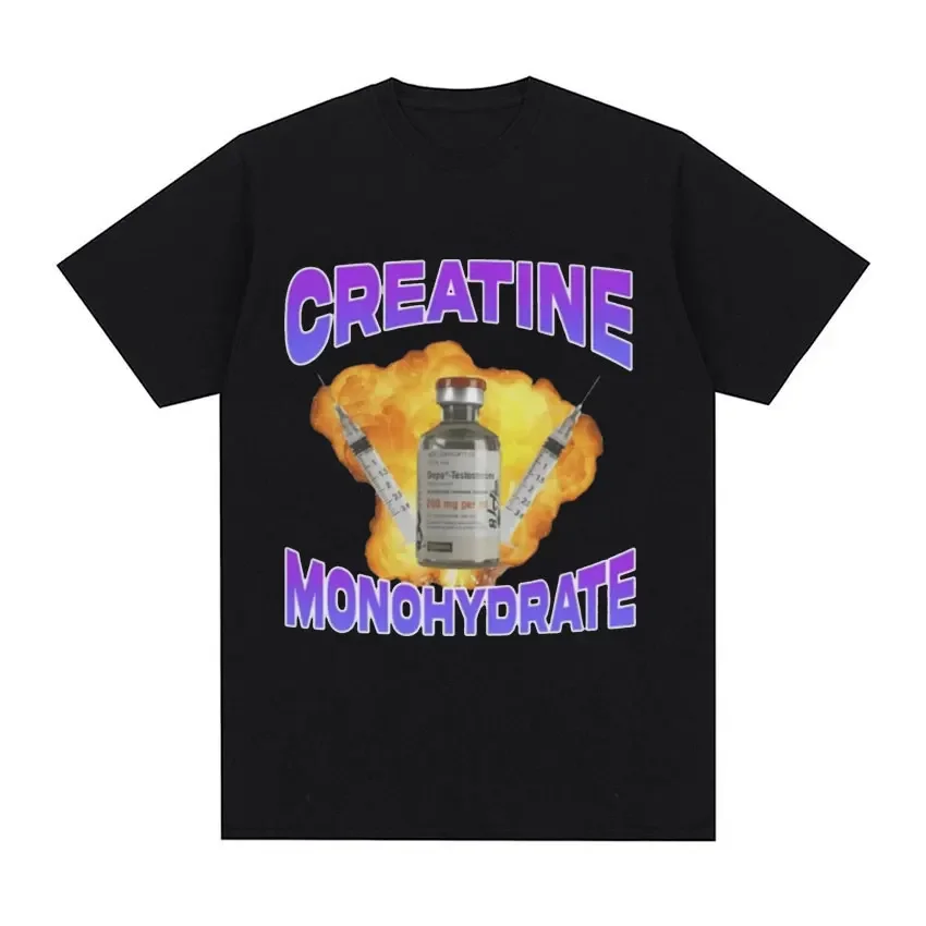 Creatine Monohydrate Funny Meme Graphic T Shirt Men's Women Fashion Vintage T-shirts 100% Cotton Short Sleeve Oversized T-shirt