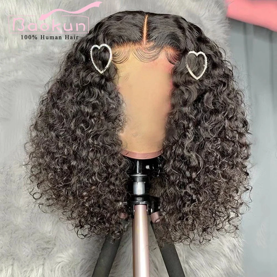 Perruque Lace Front Wig Remy naturelle crépue bouclée, cheveux humains, pre-plucked, bleu bébé, 13x4, 13x6 HD, pour femmes