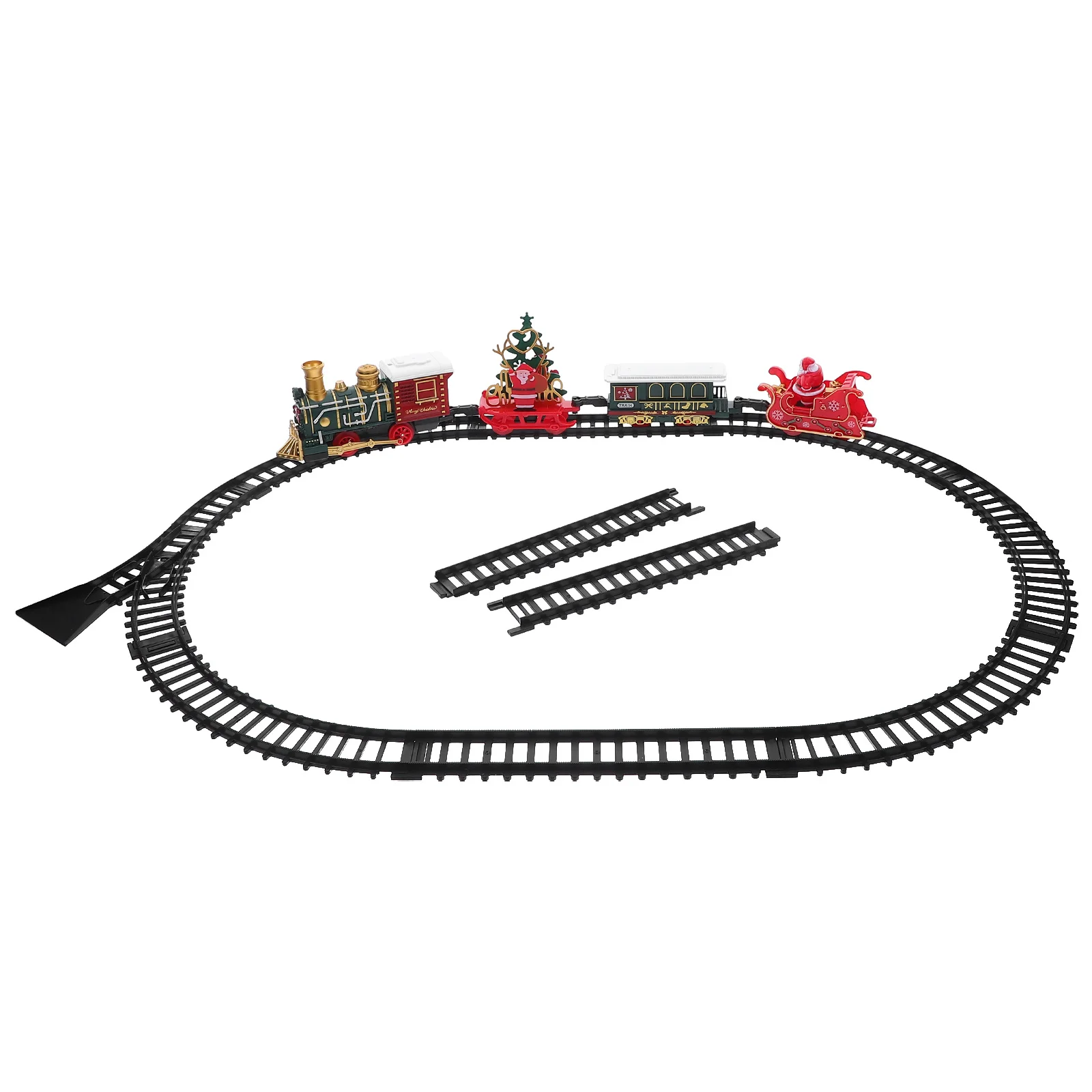 مجموعة واحدة من أضواء الصوت التي تعمل بقطار عيد الميلاد على سطح الطاولة لتزيين الشجرة، مجموعة لعب للأطفال، لعبة قطار ضوئي