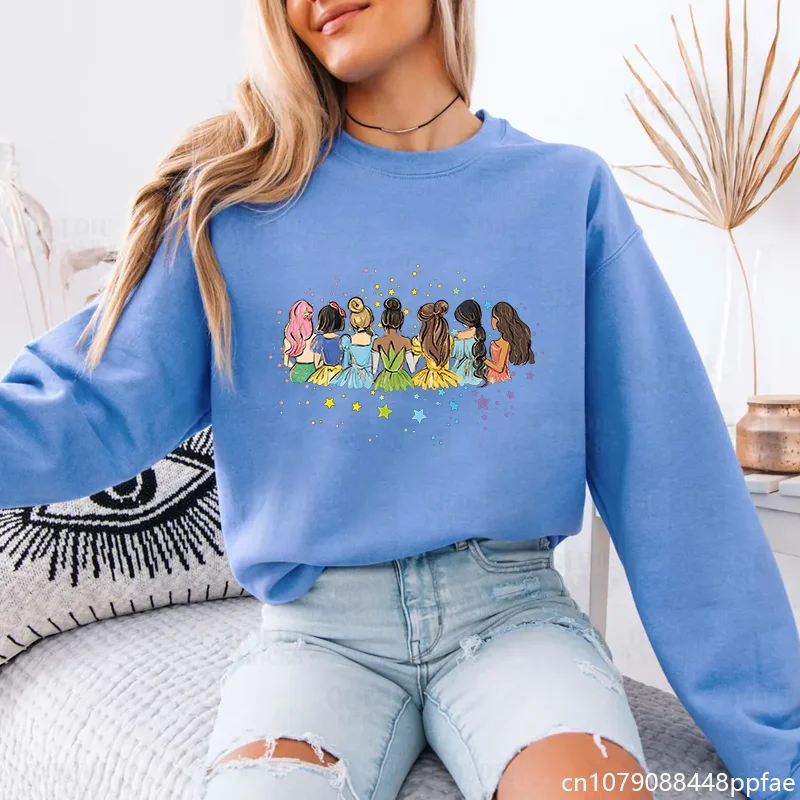 

Disney Cute Princess Back Print Sweatshirt Women's Casual Outdoor Long Sleeve Pullover Top