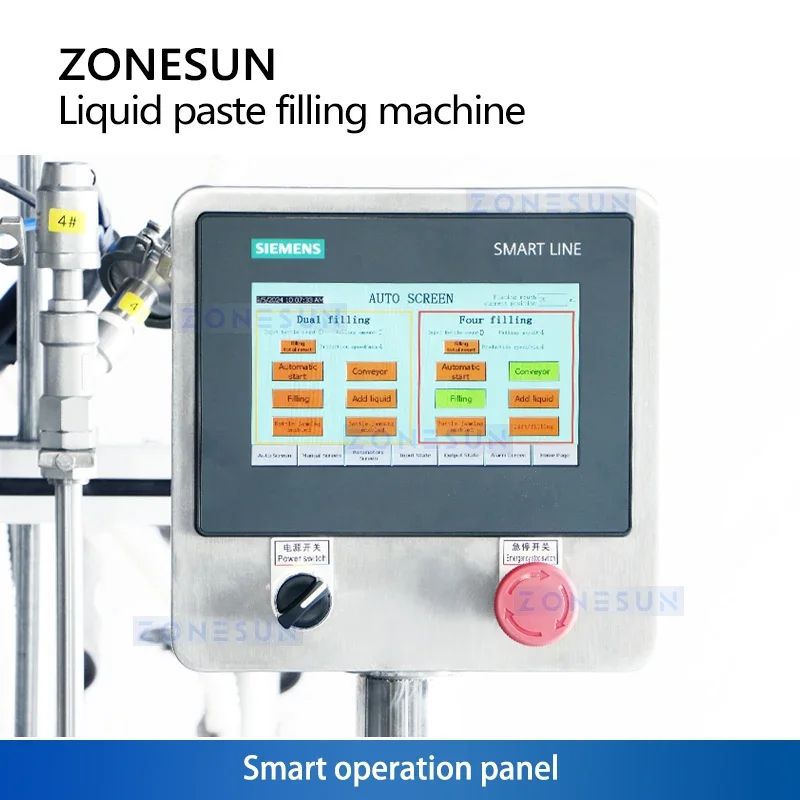 Машина для розлива двойной системы Zonesun, машина для наполнения жидкостью, машина для наполнения толстой пастой, поршневой наполнитель, магнитный насос ZS-SVYT4D