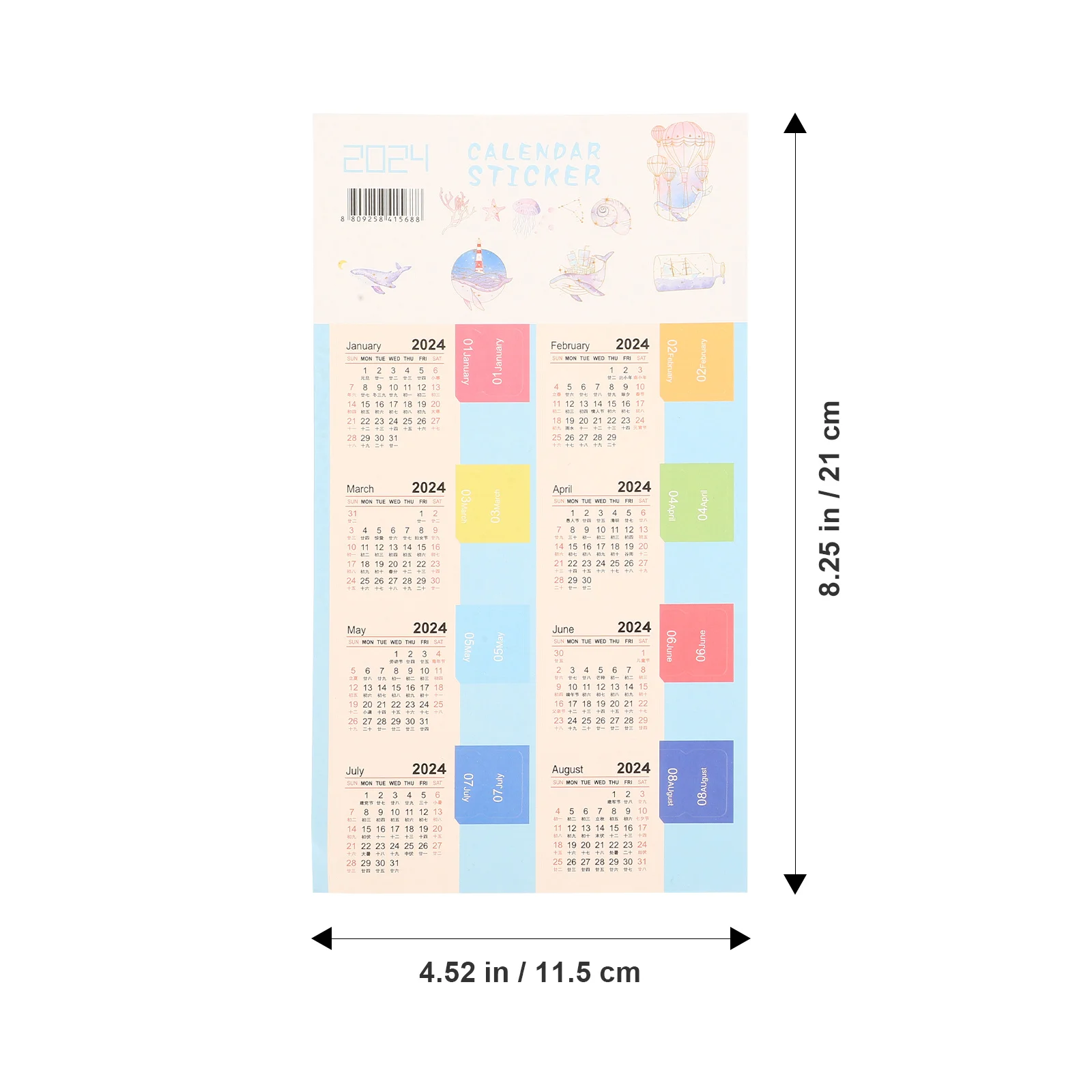 

9Packs Calendar Stickers Monthly Planner Tabs Multi-Color DIY Book Index Tabs Schedule Stickers Office School Daily Notebook