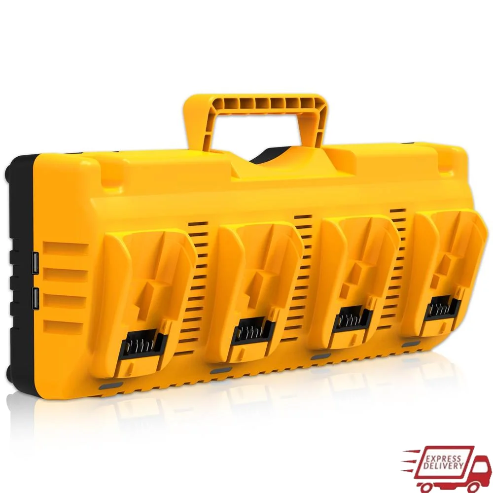 4-Port Dewalt 12 فولت/20 فولت ماكس محطة شاحن بطارية ليثيوم مؤشر LED التوافق DCB120 DCB124 DCB206 شحن سريع الحرارة
