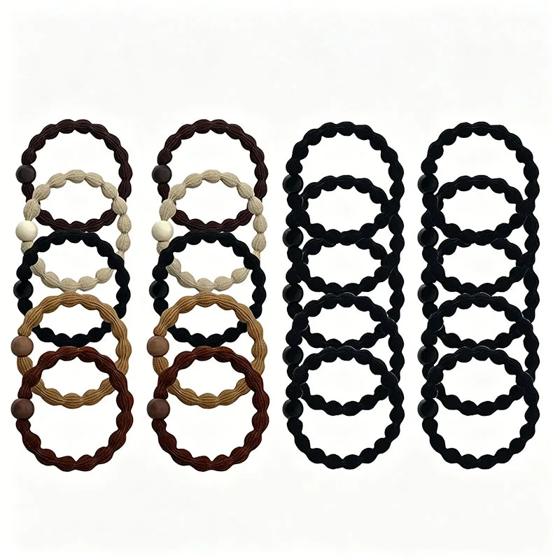 20PCS/Set Basic Bean Elastic Hair Bands For Women Girls High Ponytail Hair Tie Scrunchie Rubber Band Hair Ring Hair Accessories