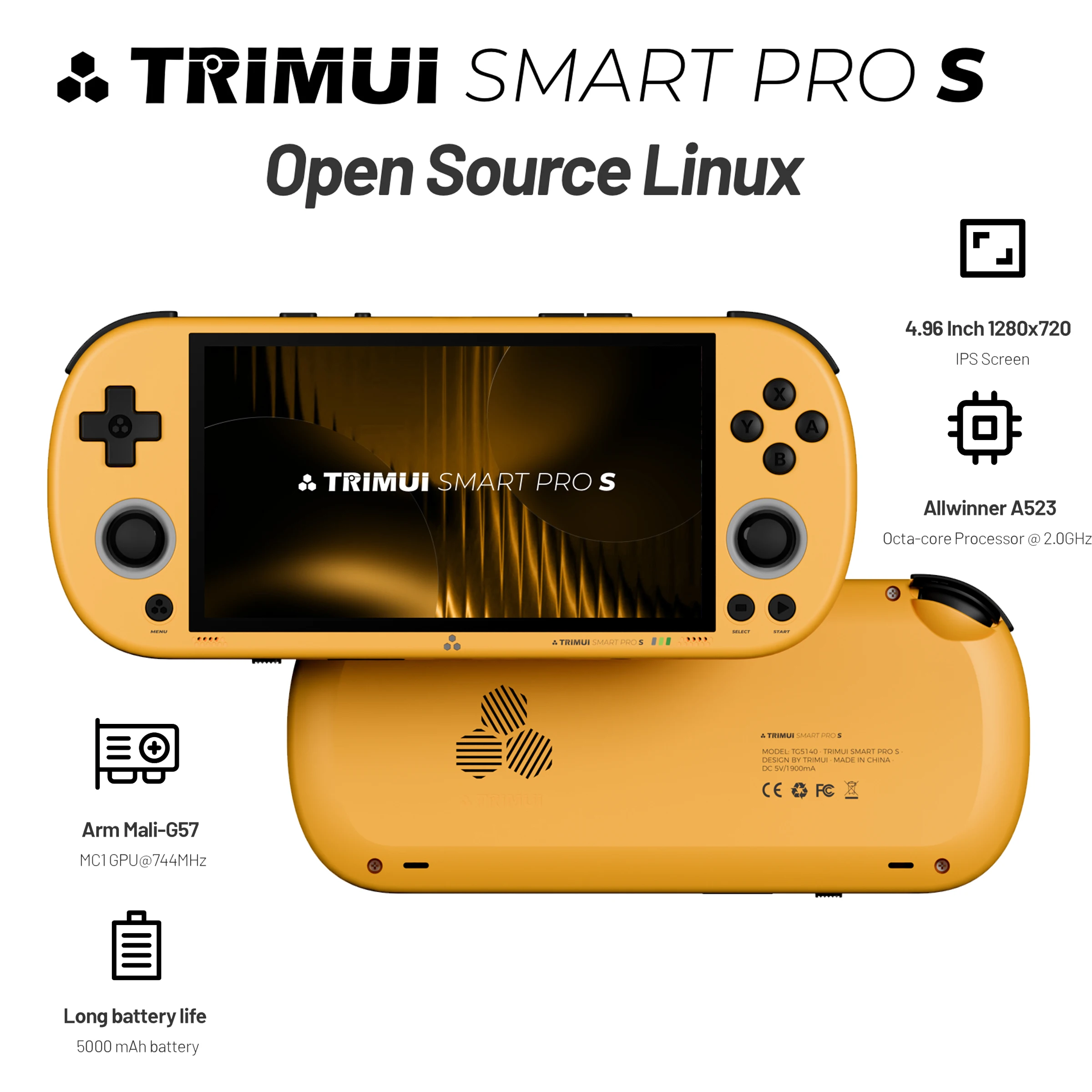 

Портативная игровая консоль MAX 256G TRIMUI SMART PRO S, 4,96-дюймовый IPS-экран, аккумулятор 5000 мАч, джойстик с RGB-подсветкой, подарки