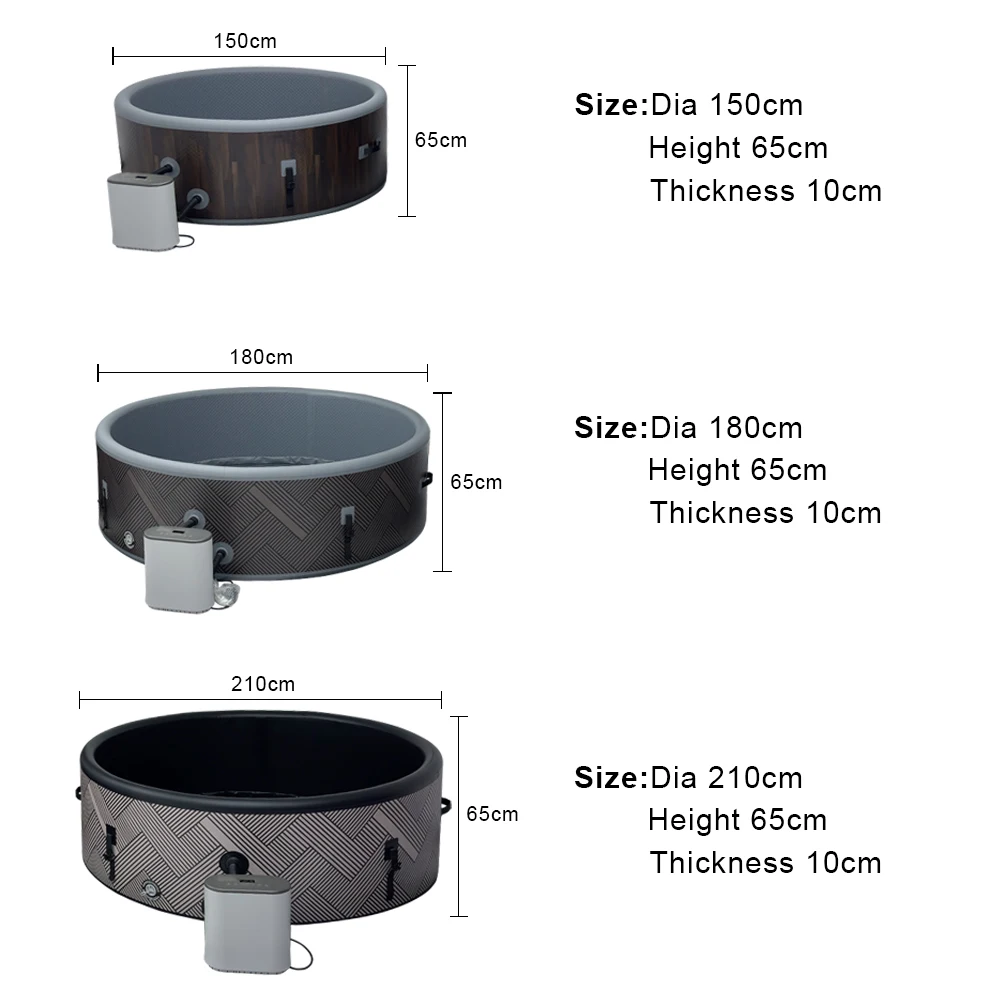 High Quality Portable 6 Person Outdoor Inflatable Spa Hot Tub Heating Family Hot Spring Inflatable Hot Tub Pool With Spa Pvc Mat
