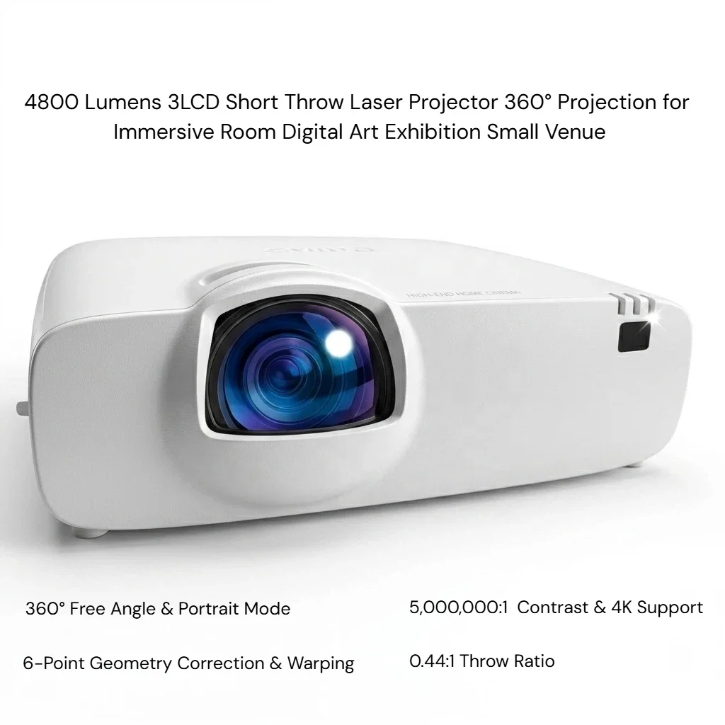 3LCD 4800 Ansi Lumens Short Focus Projector Immersive Room Laser Projector for Museum Restaurant Art Exhibition